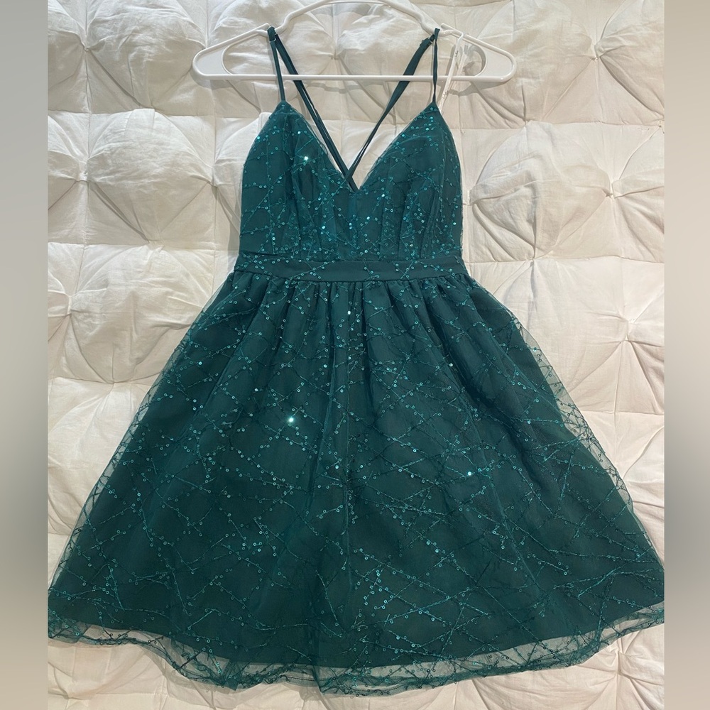 Lulus Forest Green Babydoll Homecoming Dress Size XS